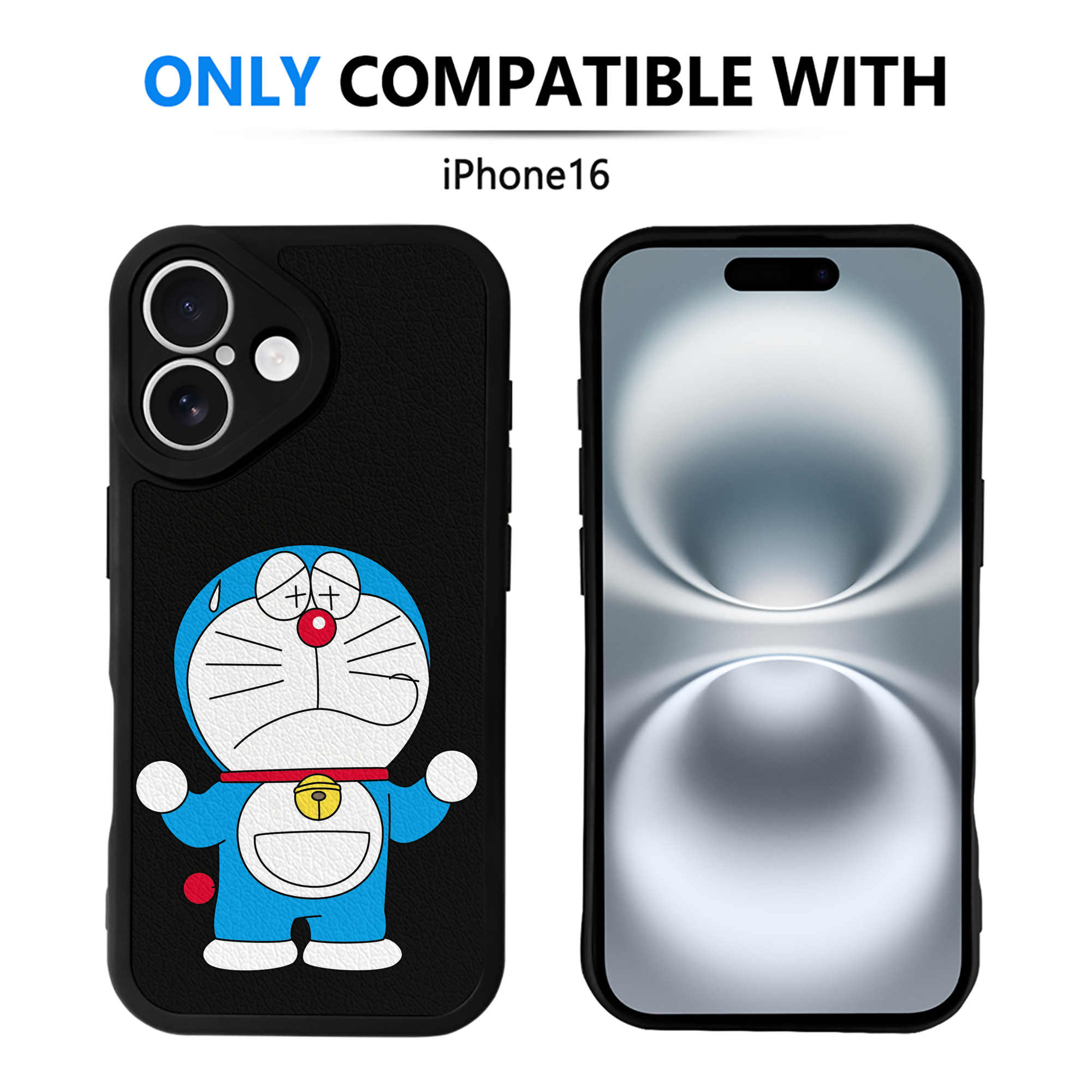（画像用） ドラえもん Doraemon 【iPhone 16シリーズ対応】シリコンスマホケース（レザー調） 材質：シリコン